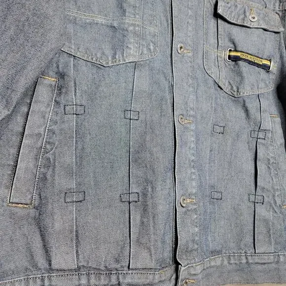 VTG Pepe Jeans Co. Mens Industrial Grade Denim Logo Embellished Jean Jacket✨️2XL - Picture 7 of 15